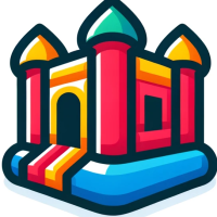 DALL·E 2024-01-06 14.19.53 - A colorful and playful icon of an inflatable structure, designed for a professional event management company. The icon features a vibrant, cartoon-sty
